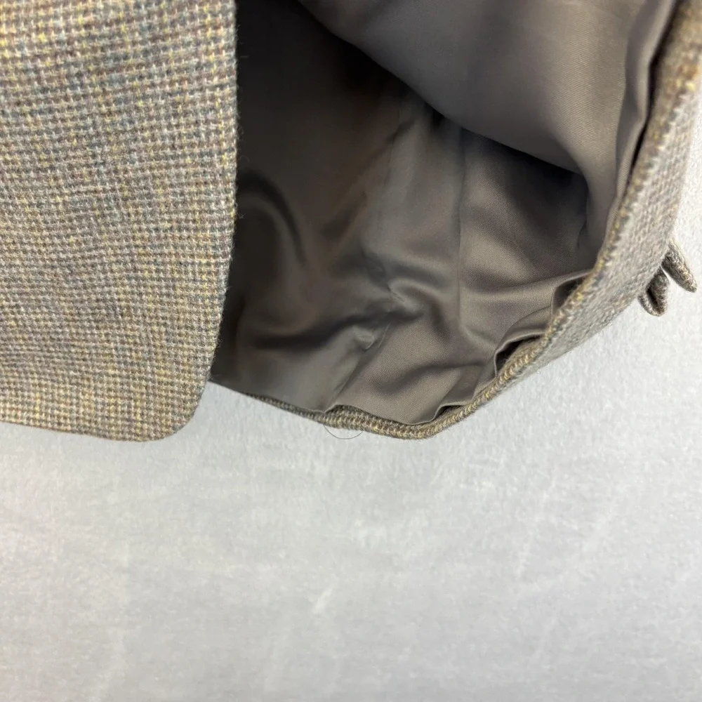 Vintage Basketweave Tweed Sport Coat Blazer Mens 40L Long Gray Pastel Pink Blue